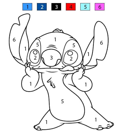 Stitch Fleuri Coloriage Magique