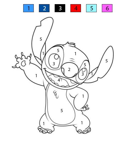 Stitch Hawaïen Coloriage Magique
