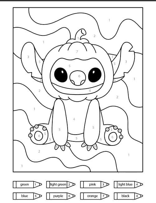 Stitch Heureux Coloriage Magique
