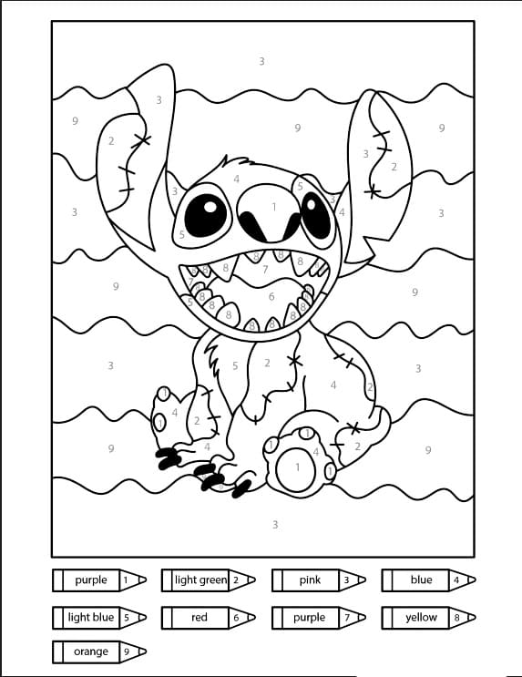 Stitch Plage Coloriage Magique