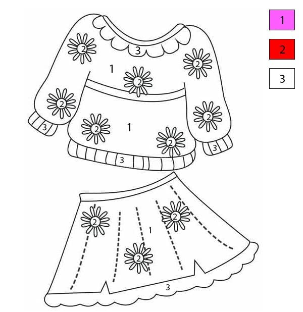 Vêtements à motifs floraux Coloriage Magique