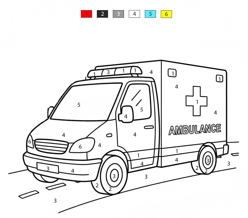 Ambulance brillante Coloriage Magique