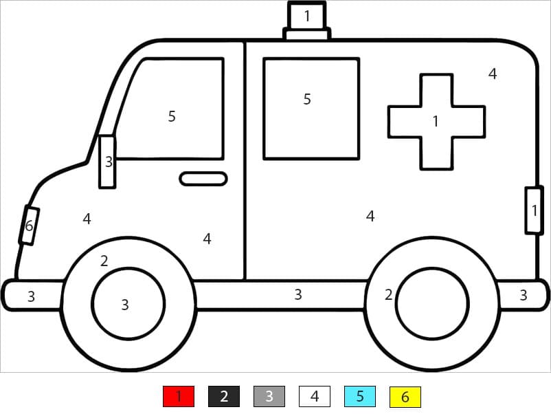 Ambulance de premiers secours Coloriage Magique