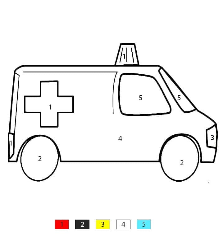 Ambulance de ville Coloriage Magique