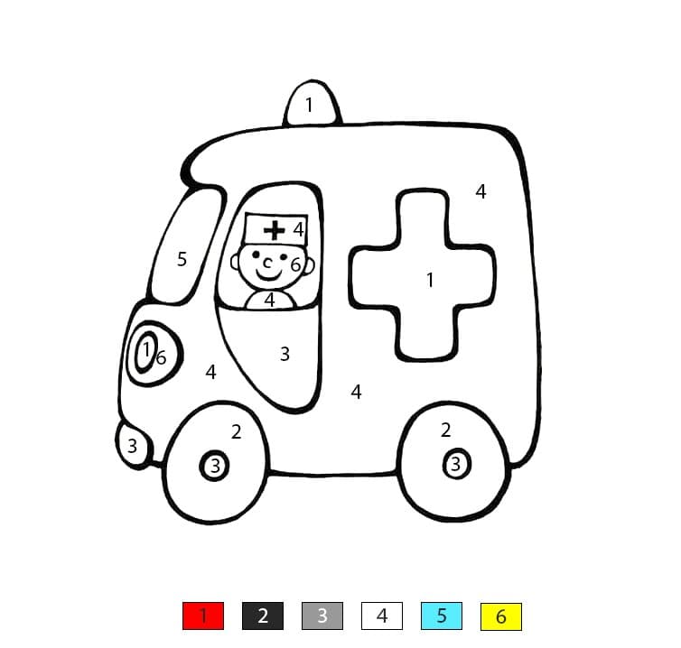Ambulance en action Coloriage Magique