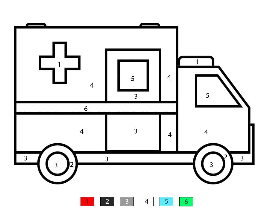 Ambulance professionnelle Coloriage Magique
