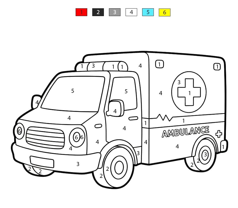Ambulance urgente rapide Coloriage Magique