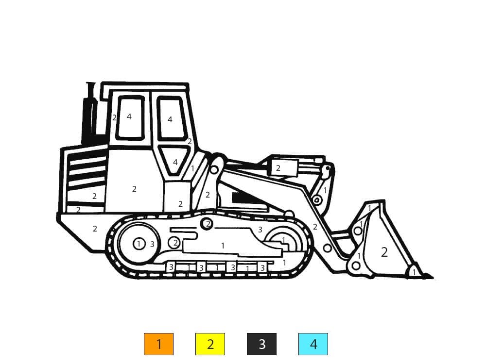 Bulldozer chantier Coloriage Magique