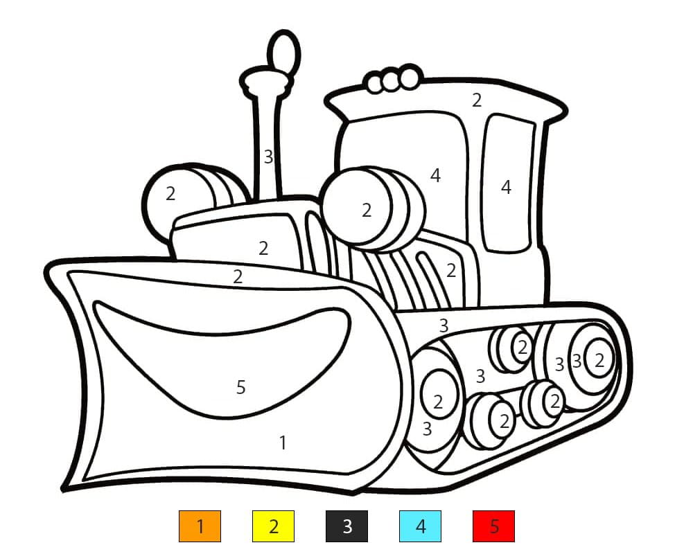 Bulldozer dynamique Coloriage Magique