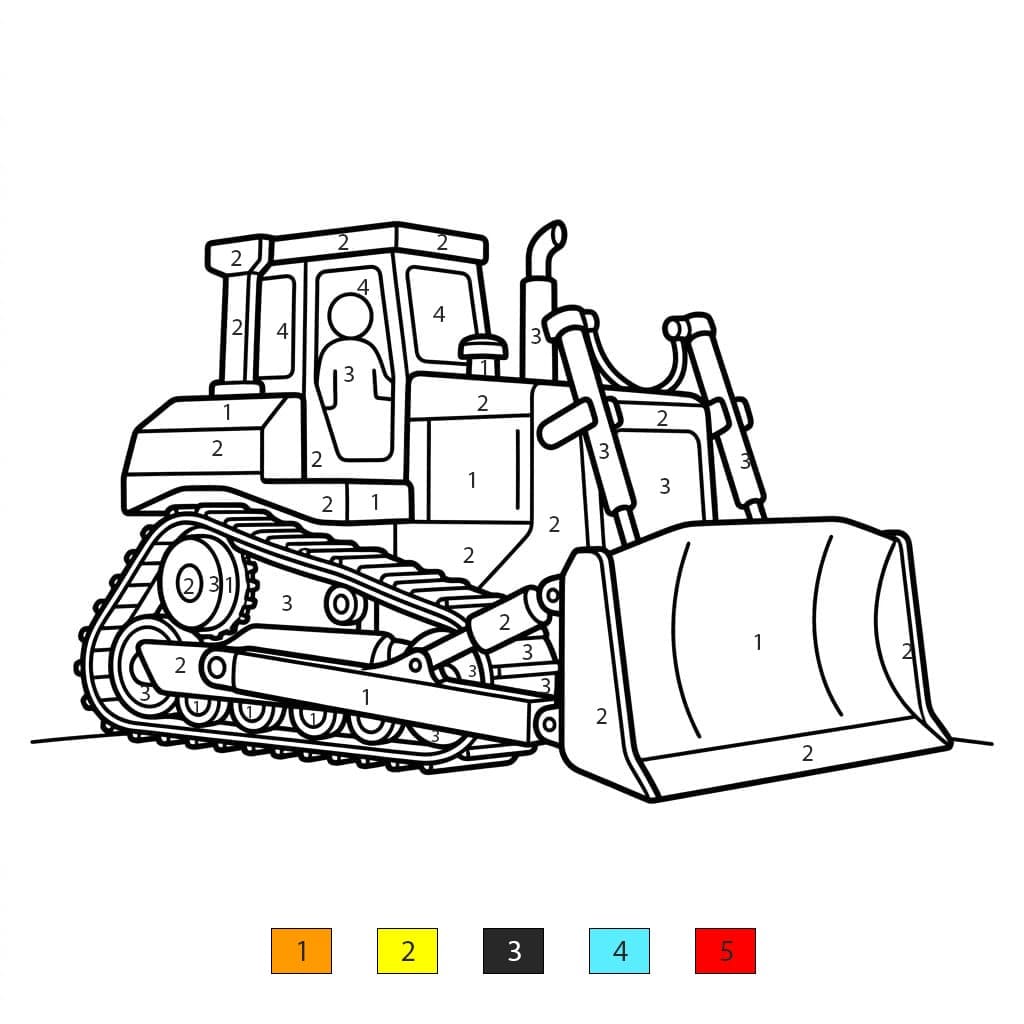 Bulldozer énorme Coloriage Magique