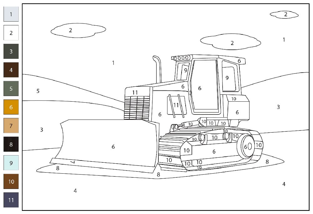 Bulldozer fort Coloriage Magique