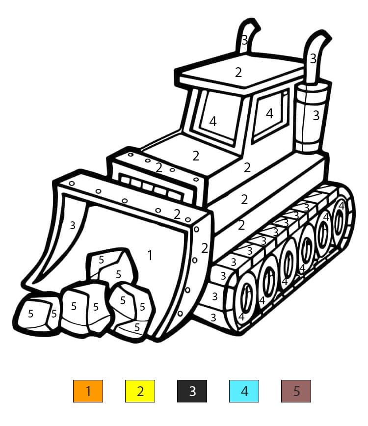 Bulldozer géant Coloriage Magique