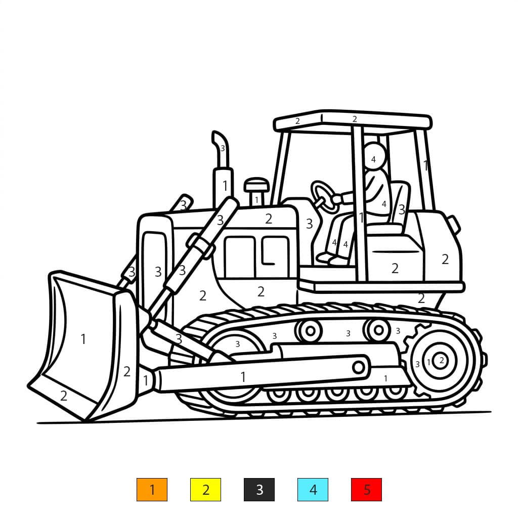 Bulldozer impressionnant Coloriage Magique