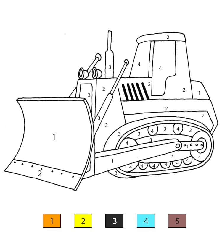 Bulldozer industriel Coloriage Magique