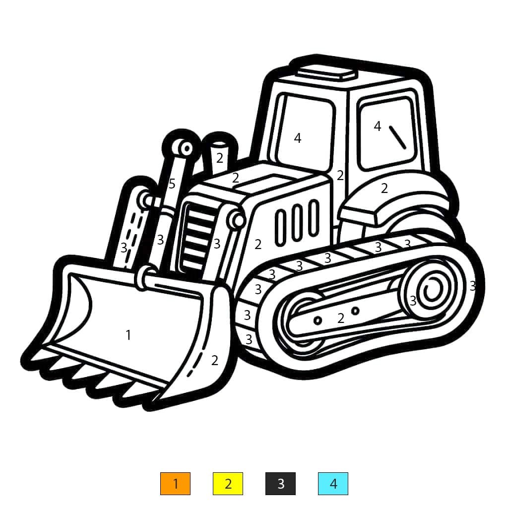 Bulldozer mécanique Coloriage Magique