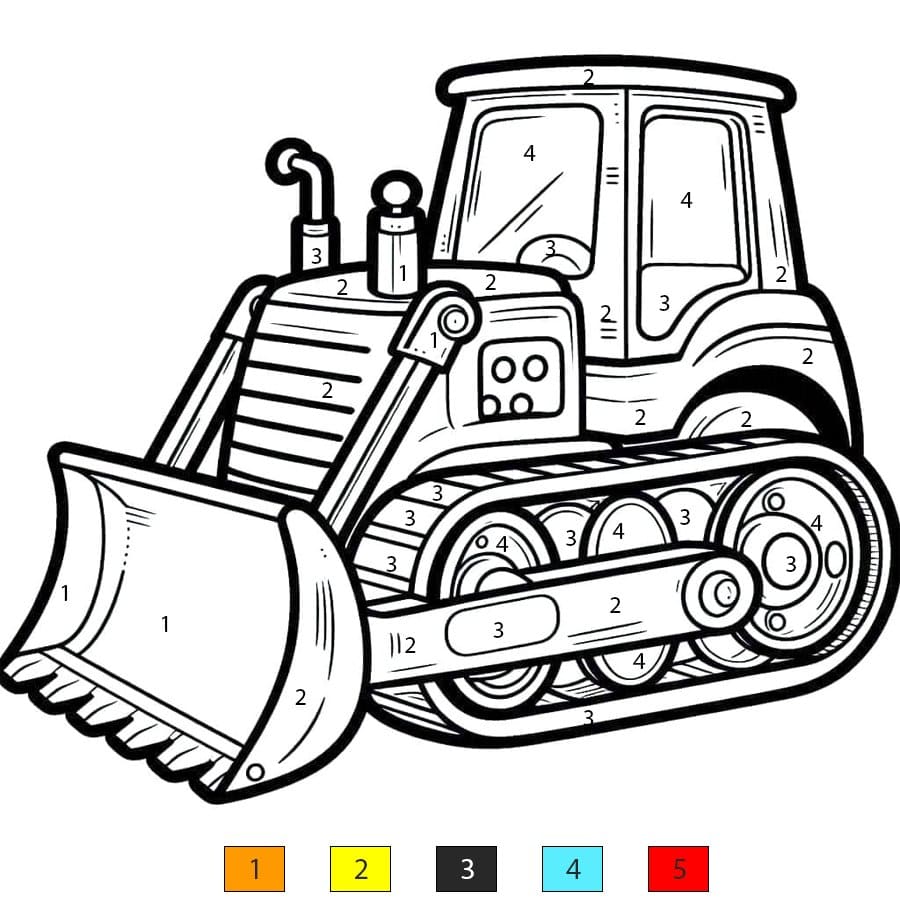 Bulldozer moderne Coloriage Magique
