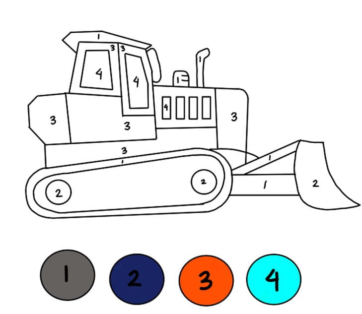 Bulldozer puissant Coloriage Magique