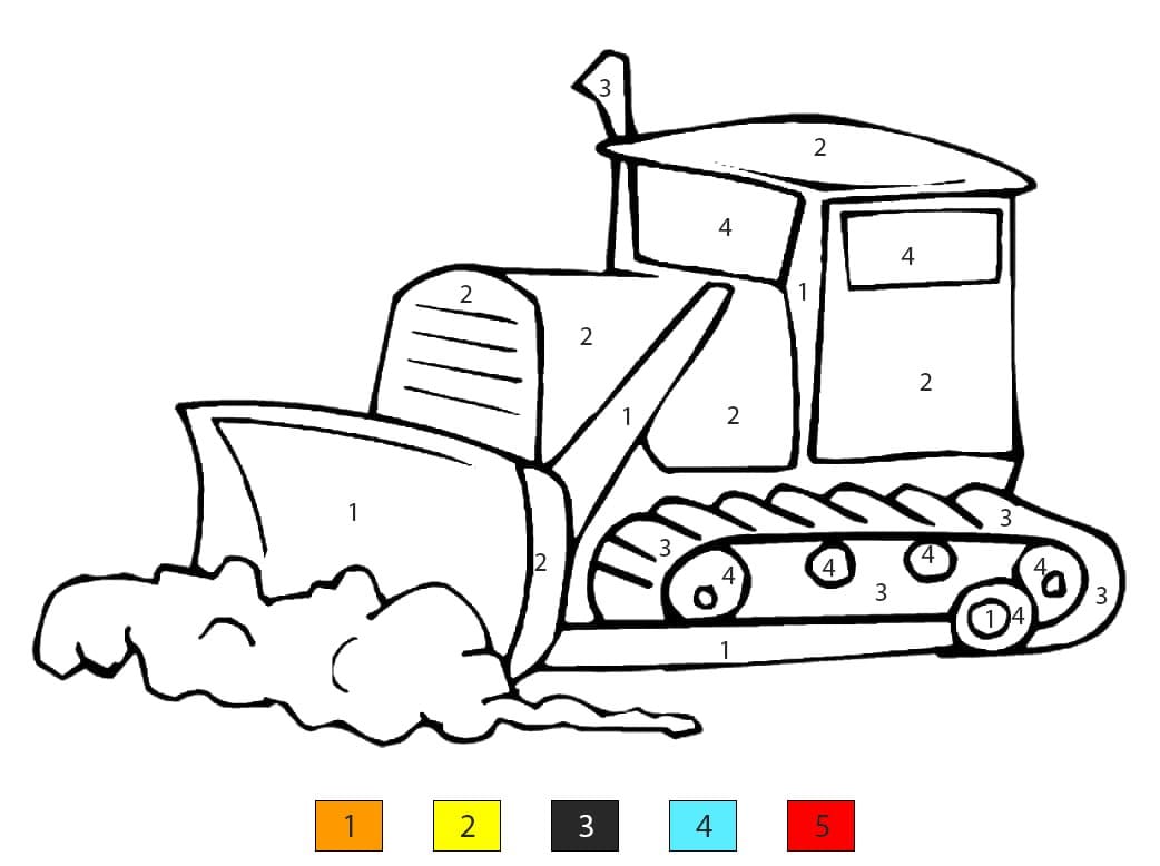 Bulldozer robuste Coloriage Magique