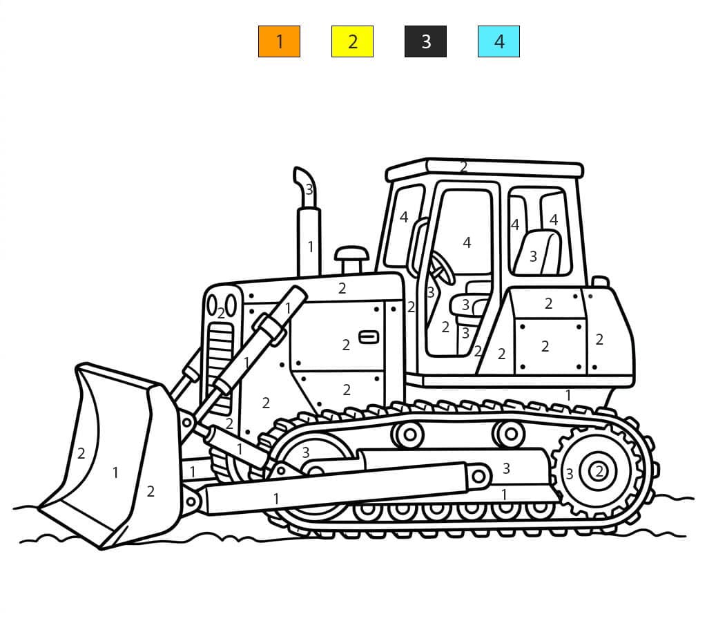 Bulldozer solide Coloriage Magique