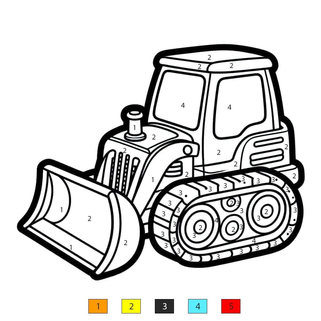 Bulldozer travailleur Coloriage Magique
