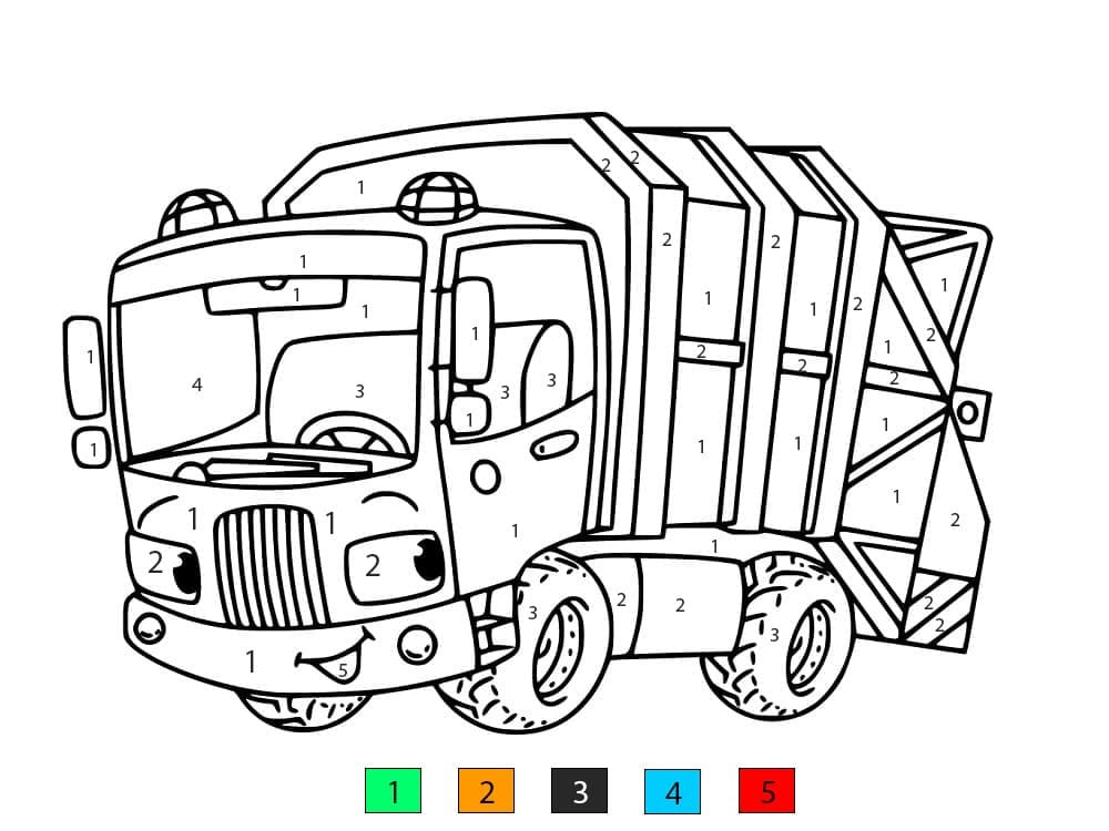 Camion poubelle adorable Coloriage Magique