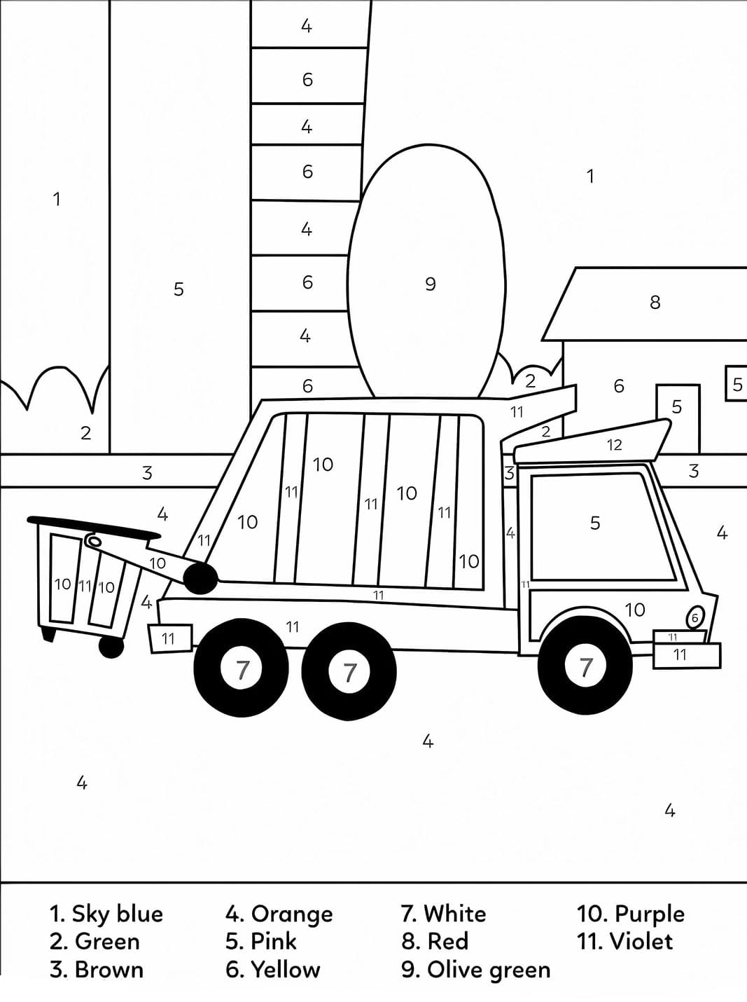 Camion poubelle amusant Coloriage Magique
