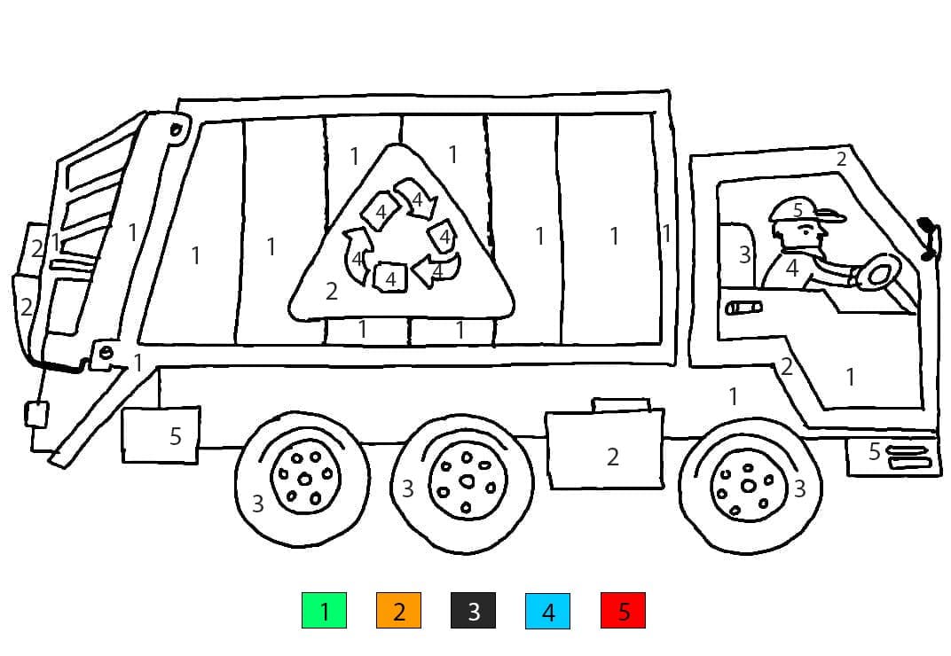 Camion poubelle dynamique Coloriage Magique