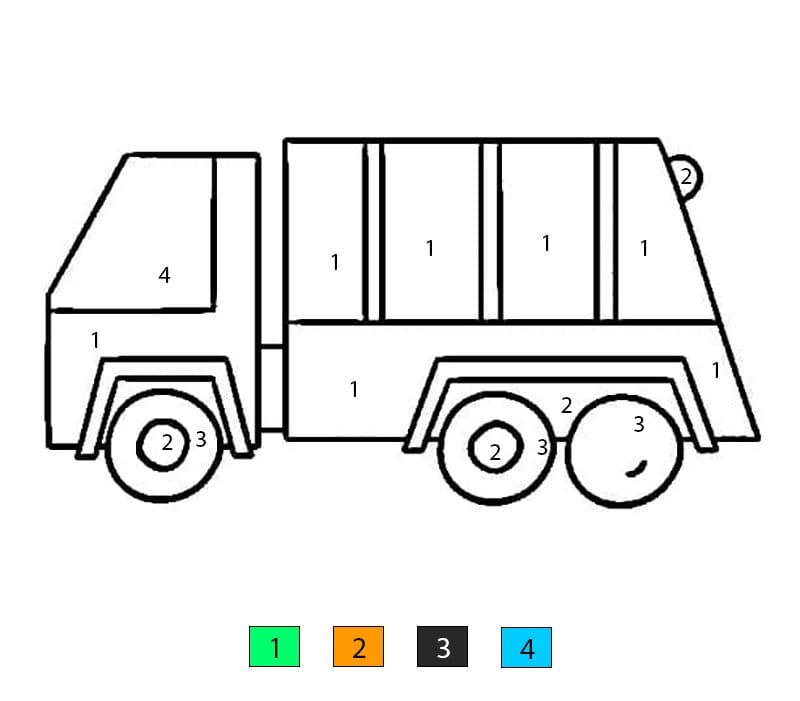 Camion poubelle facile Coloriage Magique