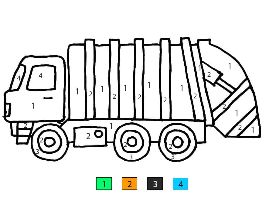 Camion poubelle mignon Coloriage Magique