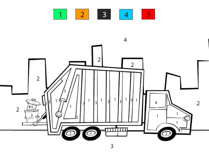 Camion poubelle recyclage Coloriage Magique