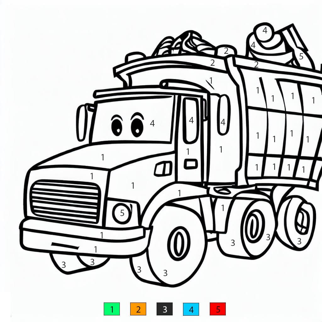 Camion poubelle rigolo Coloriage Magique