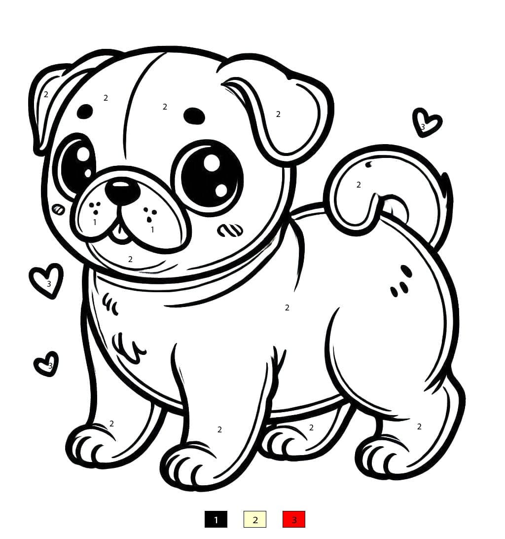 Carlin adorable Coloriage Magique