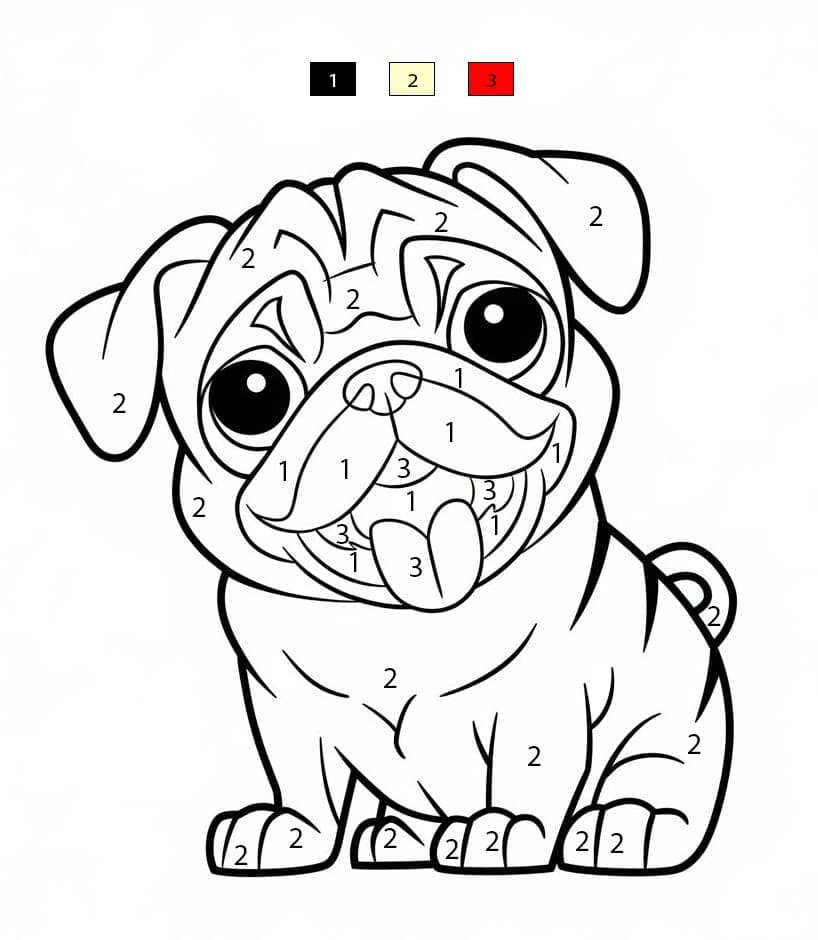Carlin curieux Coloriage Magique