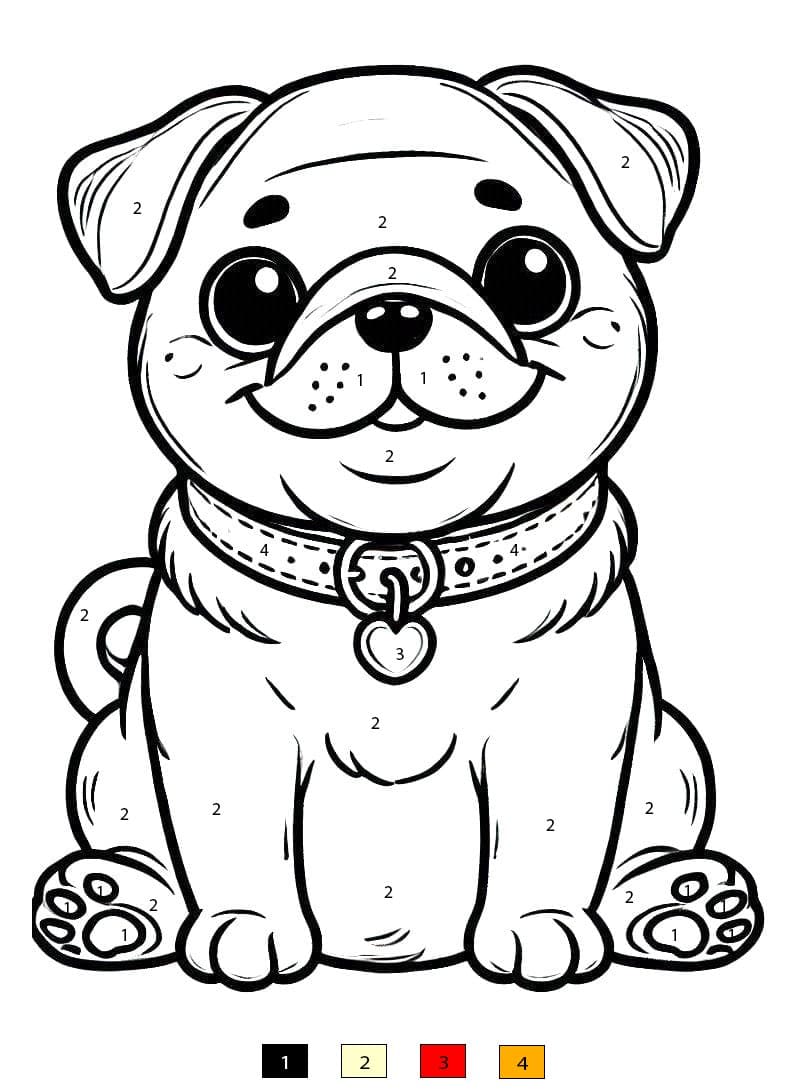 Carlin mignon Coloriage Magique