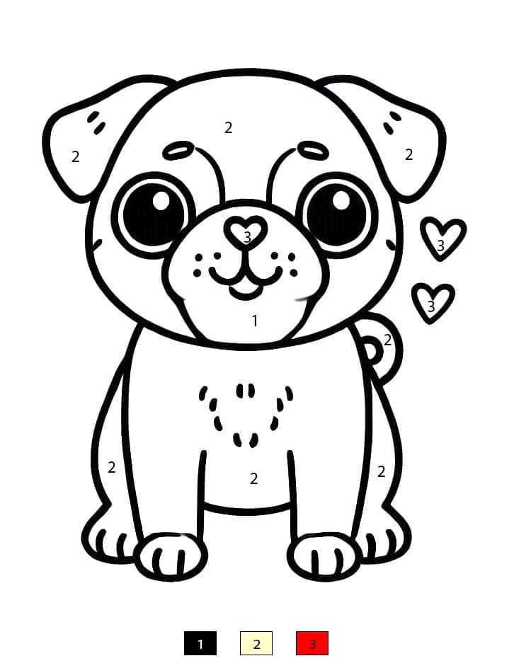 Carlin souriant Coloriage Magique