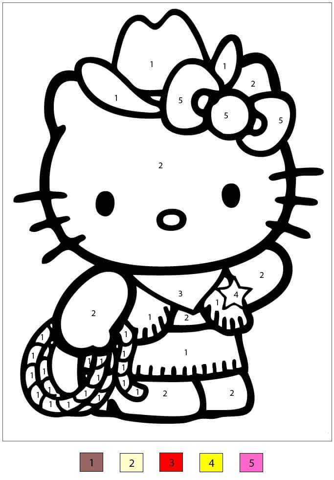 Cowboy Hello Kitty Coloriage Magique