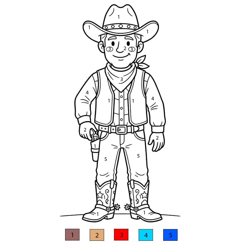Cowboy audacieux Coloriage Magique