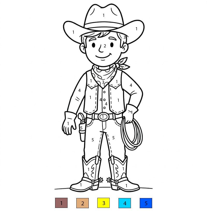 Cowboy courageux Coloriage Magique