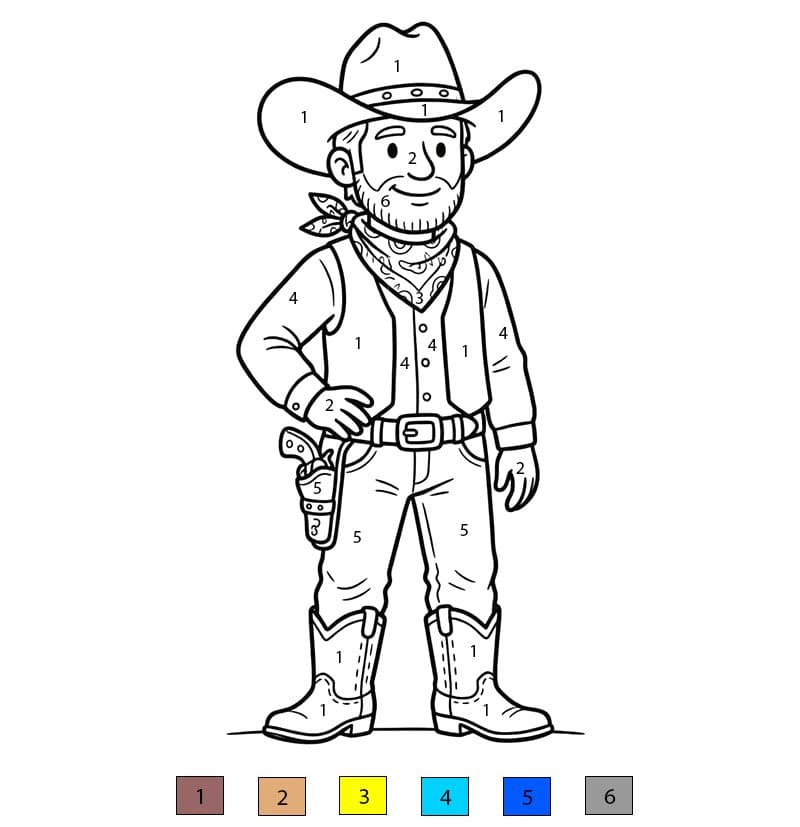 Cowboy du désert Coloriage Magique
