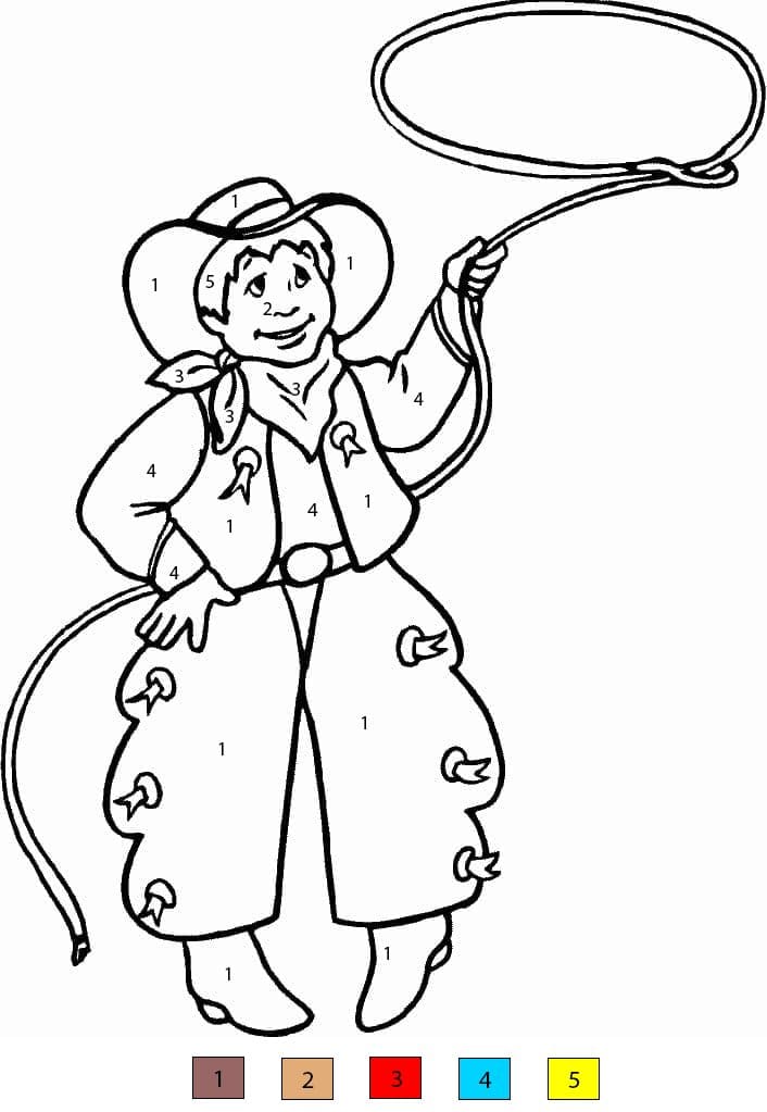 Cowboy en action Coloriage Magique