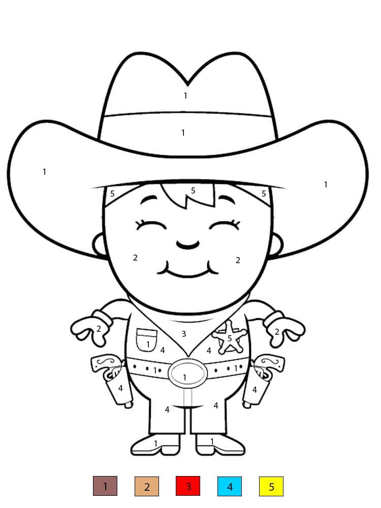 Cowboy explorateur Coloriage Magique