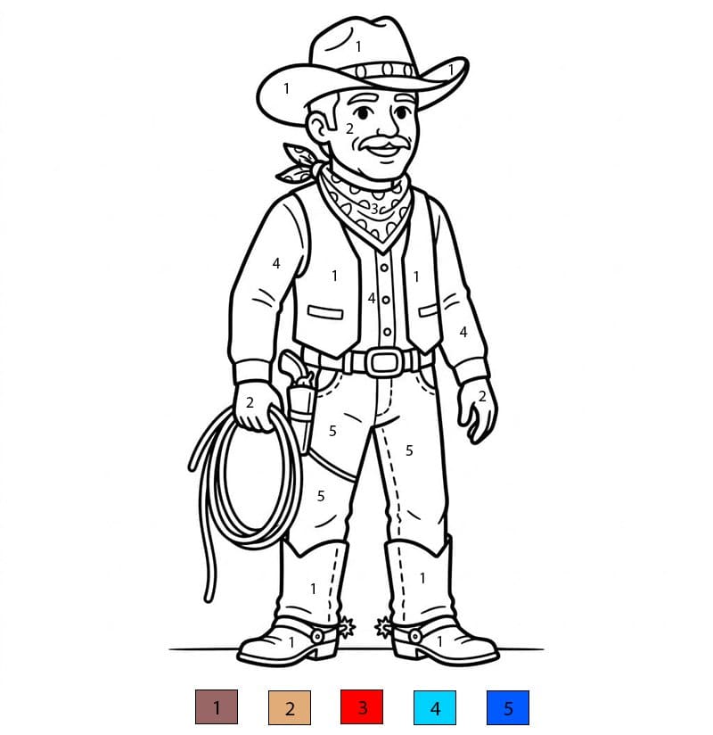 Cowboy intrépide Coloriage Magique