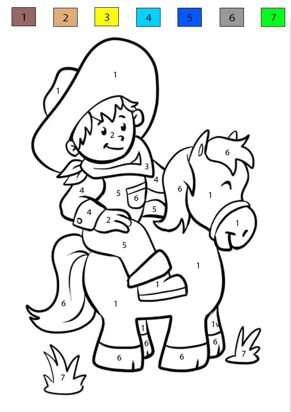 Cowboy rapide Coloriage Magique