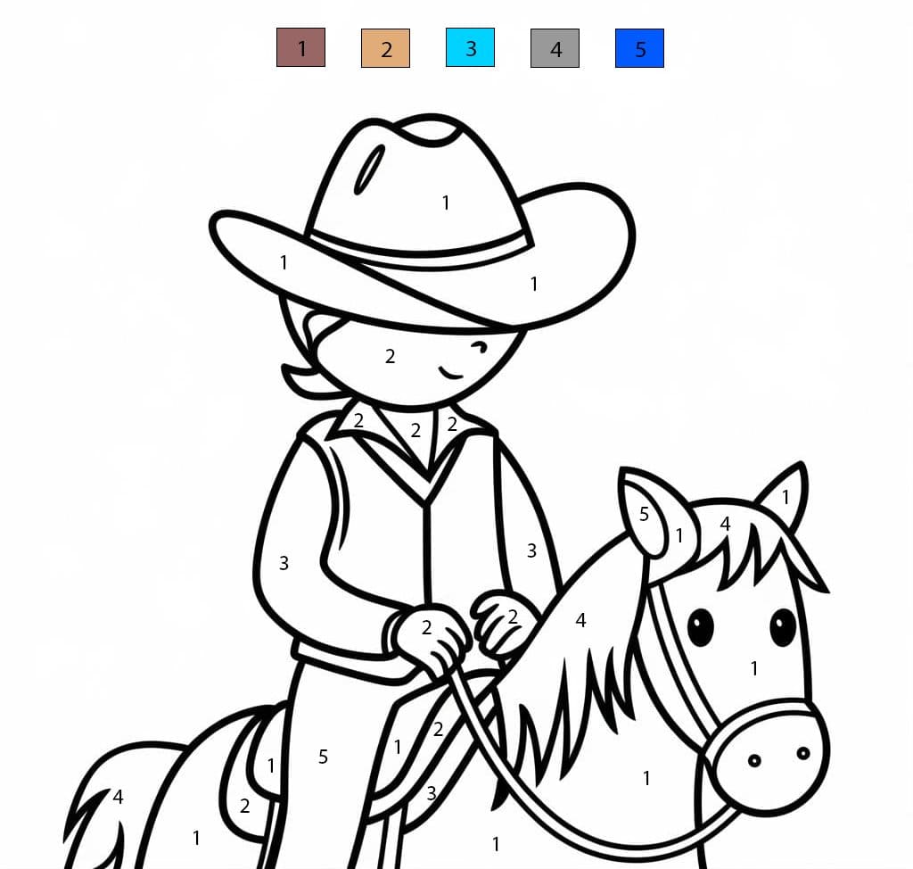 Cowboy western classique Coloriage Magique