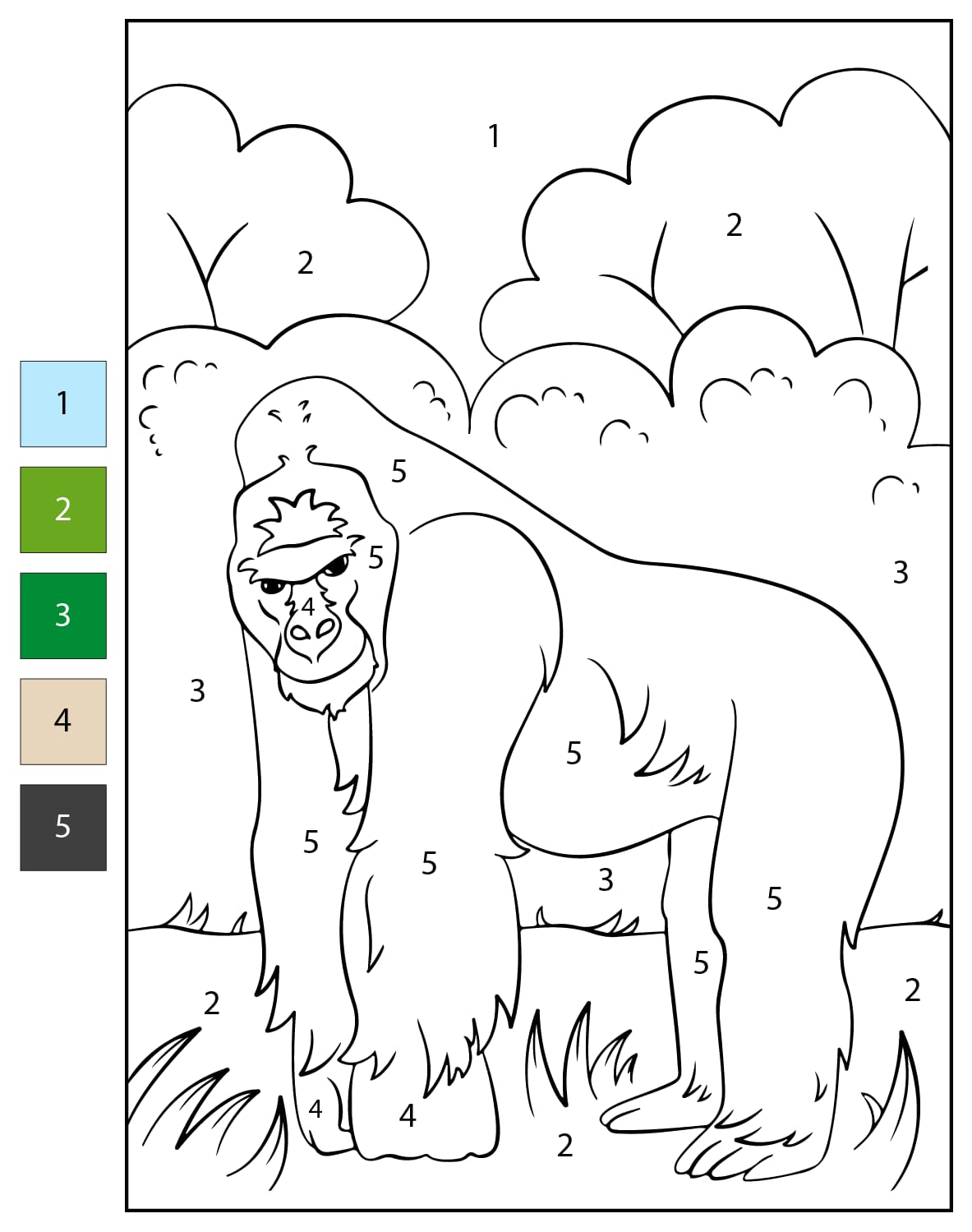 Gorille courageux Coloriage Magique