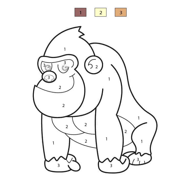 Gorille en action Coloriage Magique