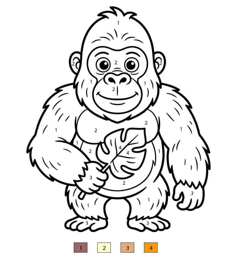 Gorille intelligent Coloriage Magique