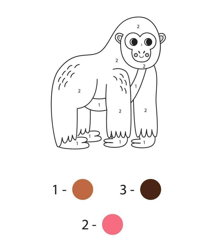 Gorille mignon Coloriage Magique