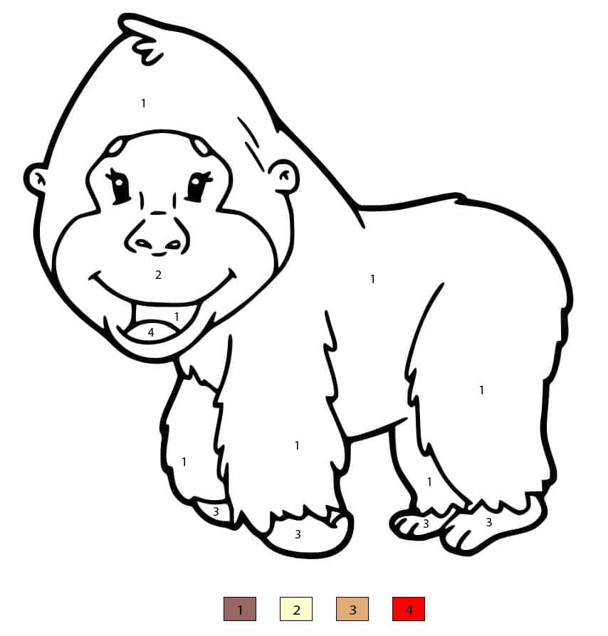 Gorille puissant Coloriage Magique