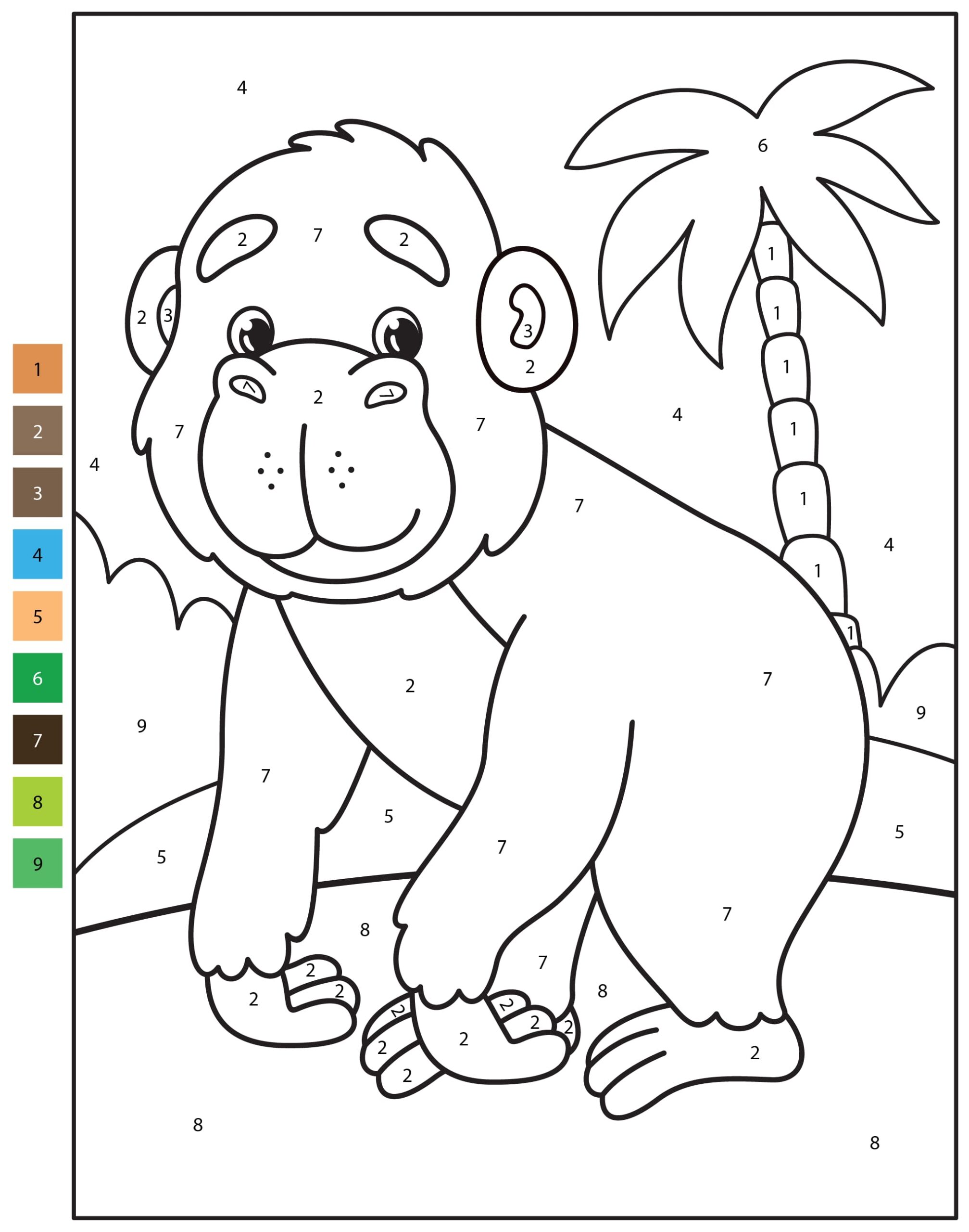 Gorille tranquille Coloriage Magique